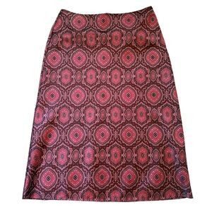 New York & Company Midi Skirt Moroccan Paisley Print 4 Satin Slip Y2K Fairygoth